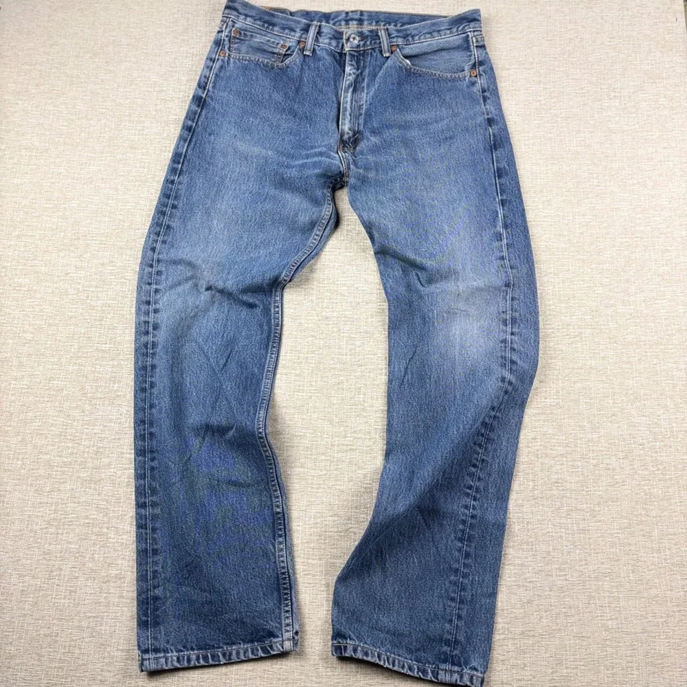 Levis 505 Mens 36x34 Light Distress Jeans Thigh Fade ** Vintage Style ** Denim